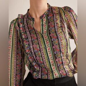 ❤️ NWT Boden Colorful Carnations Bloom Ruffle Floral Blouse sz 2